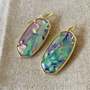 NWT Kendra Scott Elle Gold Earrings Lilac Abalone